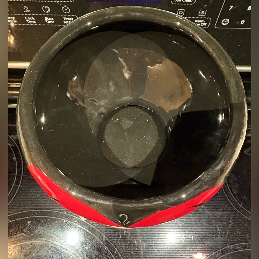 New Charming Joanna Parker Red and Black Heart Face Bowl - Picture 2 of 3